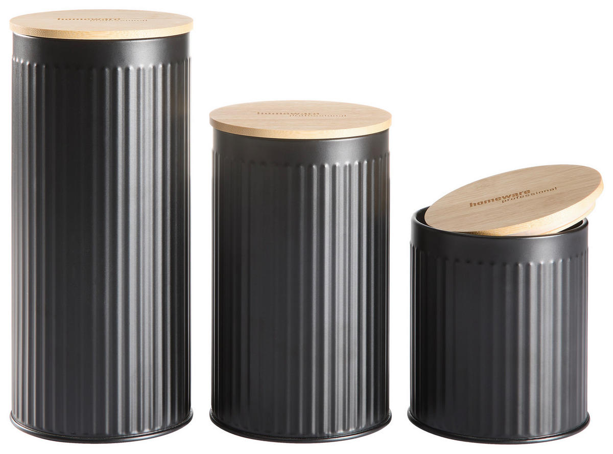 VORRATSDOSE 1 l  - Schwarz/Naturfarben, Basics, Naturmaterialien/Kunststoff (11/13cm) - Homeware Profession.