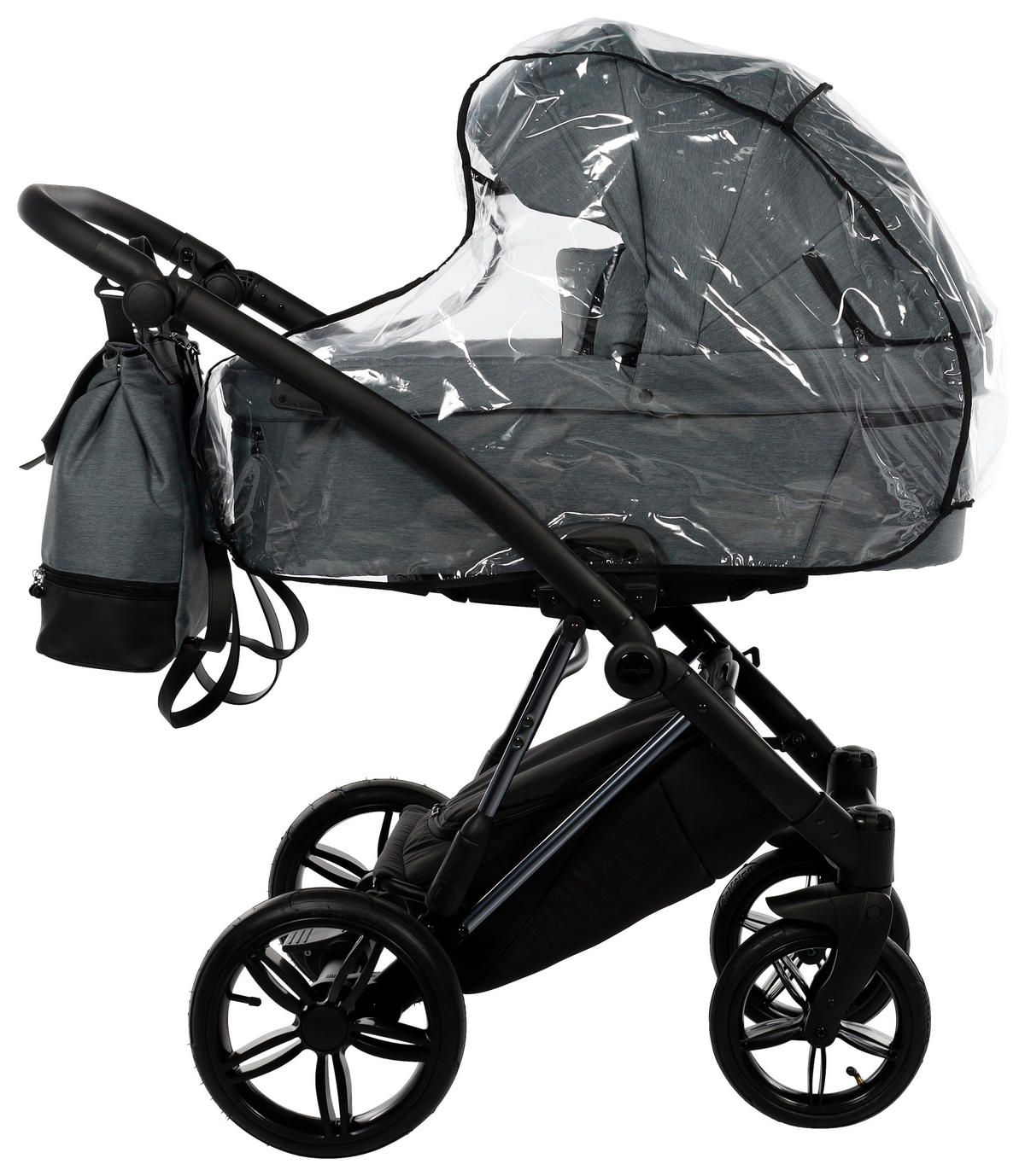 KINDERWAGENSET Fashion Air  - Schwarz/Grau, Trend, Leder/Textil (105/59/105cm) - Jimmylee