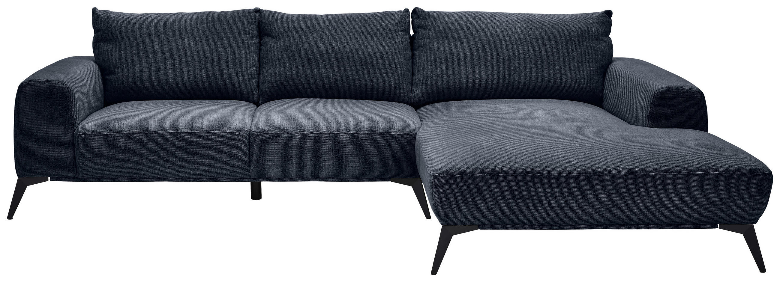 ECKSOFA in Webstoff Dunkelblau  - Schwarz/Dunkelblau, Design, Textil/Metall (298/187cm) - Stylife