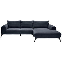 ECKSOFA in Webstoff Dunkelblau  - Schwarz/Dunkelblau, Design, Textil/Metall (298/187cm) - Stylife