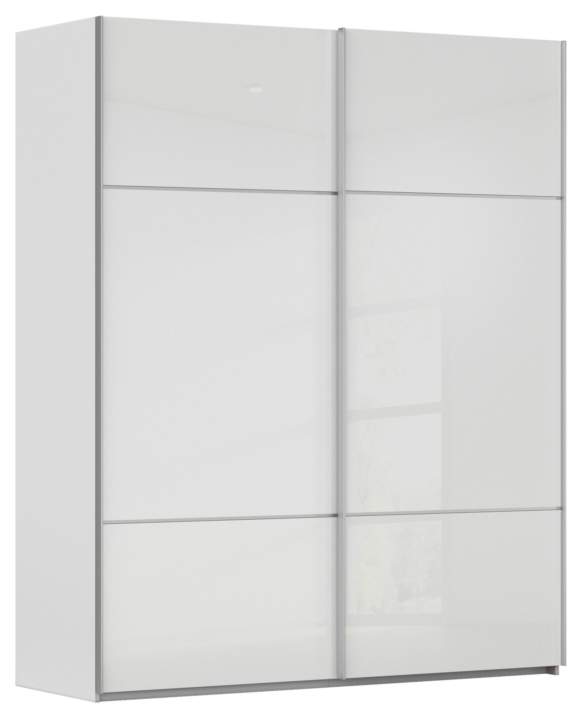 SCHWEBETÜRENSCHRANK 181/223/67 cm 2-türig Grau, Weiß  - Alufarben/Weiß, KONVENTIONELL, Glas/Holzwerkstoff (181/223/67cm) - Novel