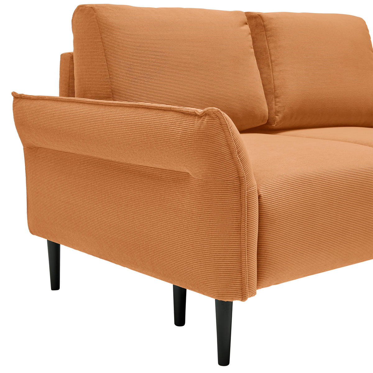 2-SITZER-SOFA Cord Orange  - Schwarz/Orange, Modern, Holz/Textil (150/85/92cm) - MID.YOU