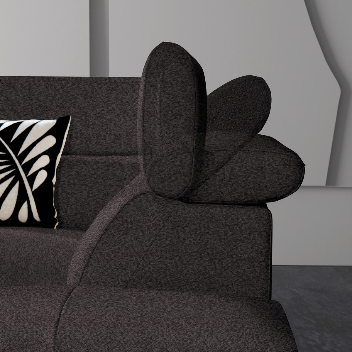ECKSOFA in Echtleder Dunkelbraun  - Dunkelbraun/Schwarz, Design, Leder/Metall (225/281cm) - Celina Home