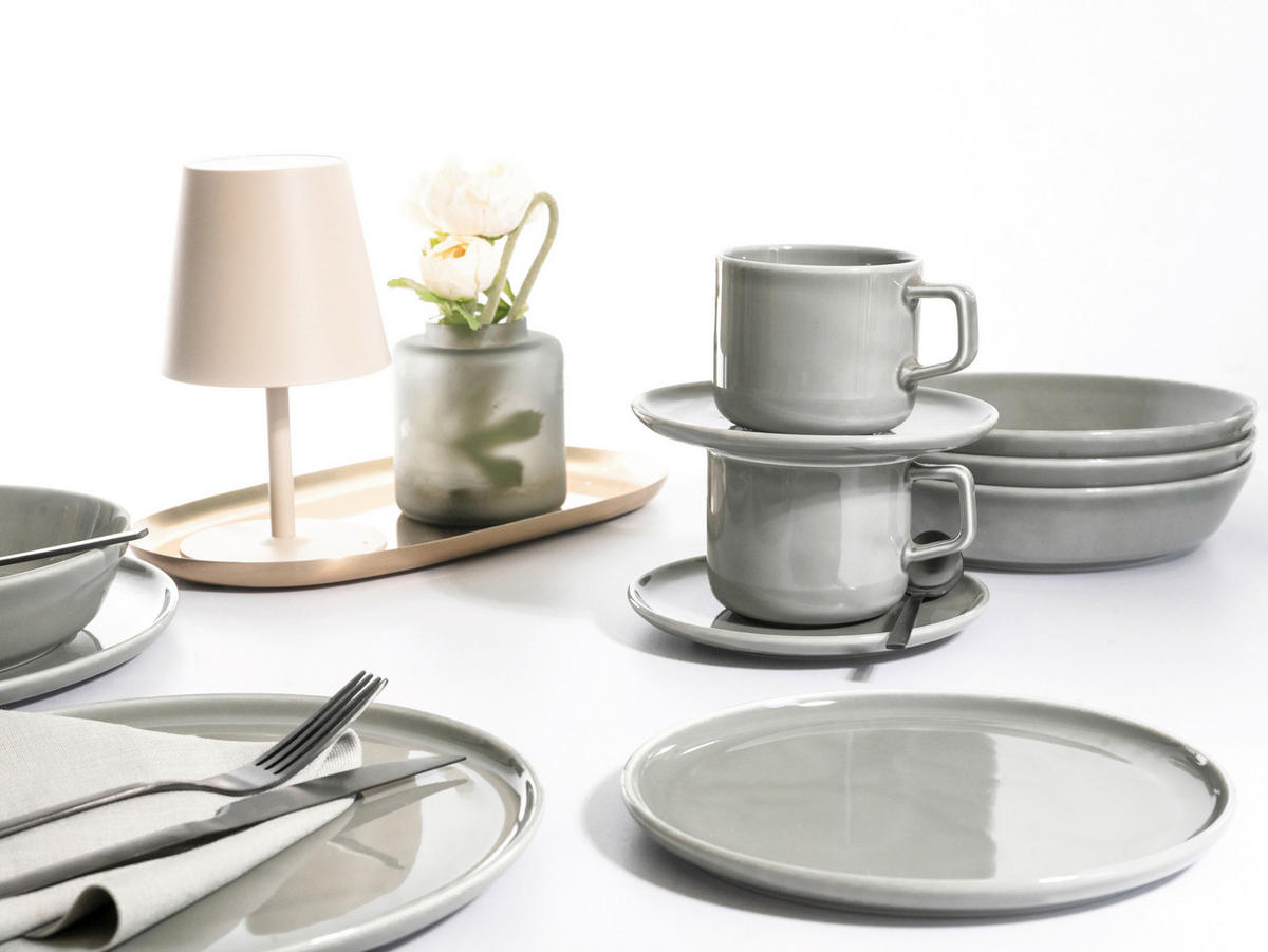 KOMPLETT SERVIS Chef Collection Grau 30 delar  - ljusgrå, Basics, keramik (41/32/29cm) - Creatable