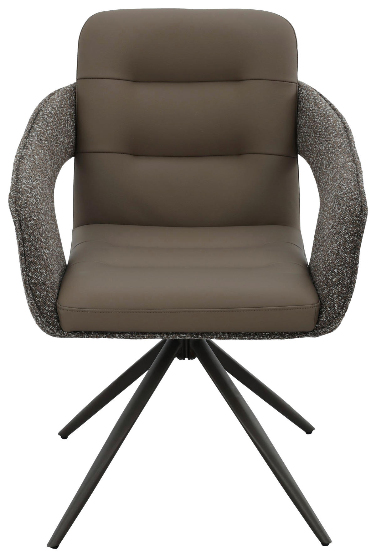 ARMLEHNSTUHL  Sitzfläche 360° drehbar, inklusive Armlehnen Lederlook, Webstoff  Braun, Hellbraun  - Hellbraun/Schwarz, MODERN, Textil/Metall (61/87,5/62,5cm) - MID.YOU