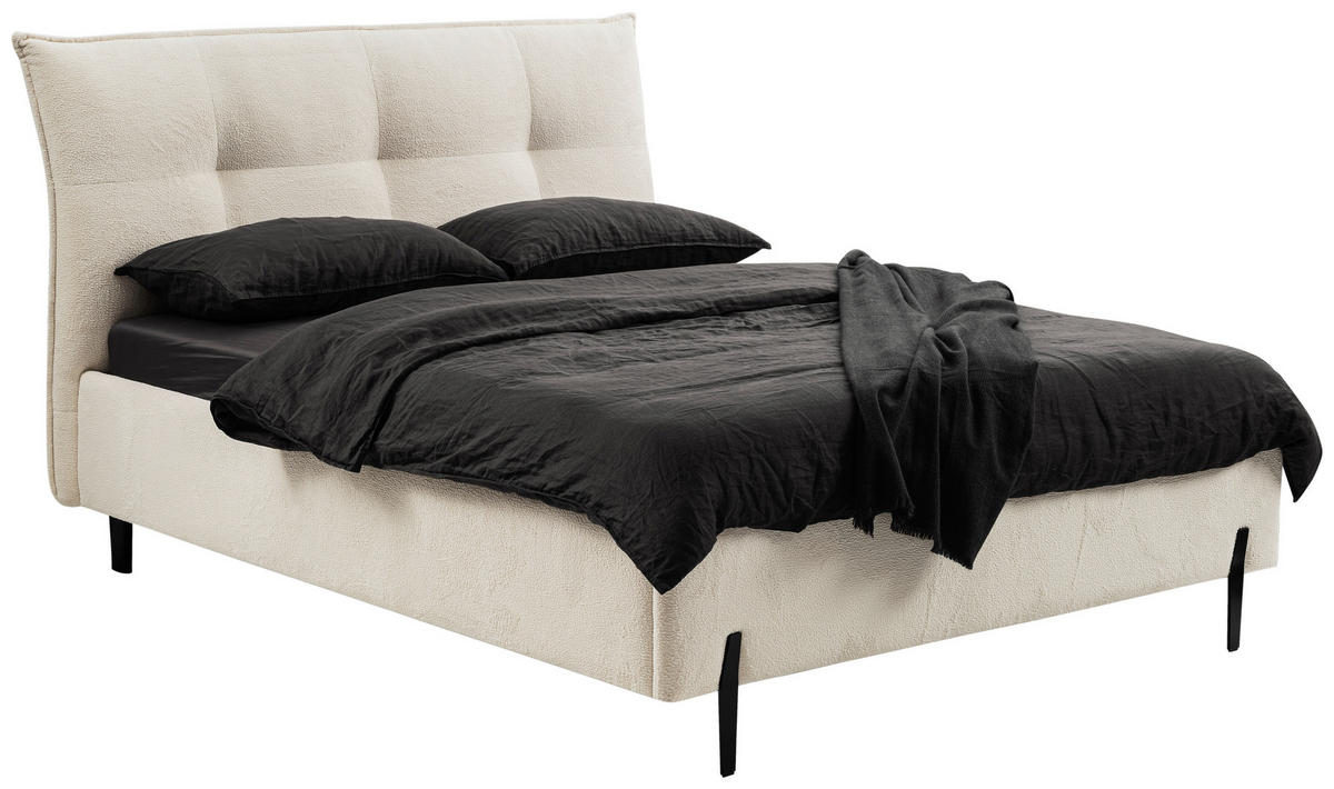 ČALÚNENÁ POSTEĽ, 180/200 cm, krémová - čierna/krémová, Modern, kov/drevo (180/200cm) - MID.YOU