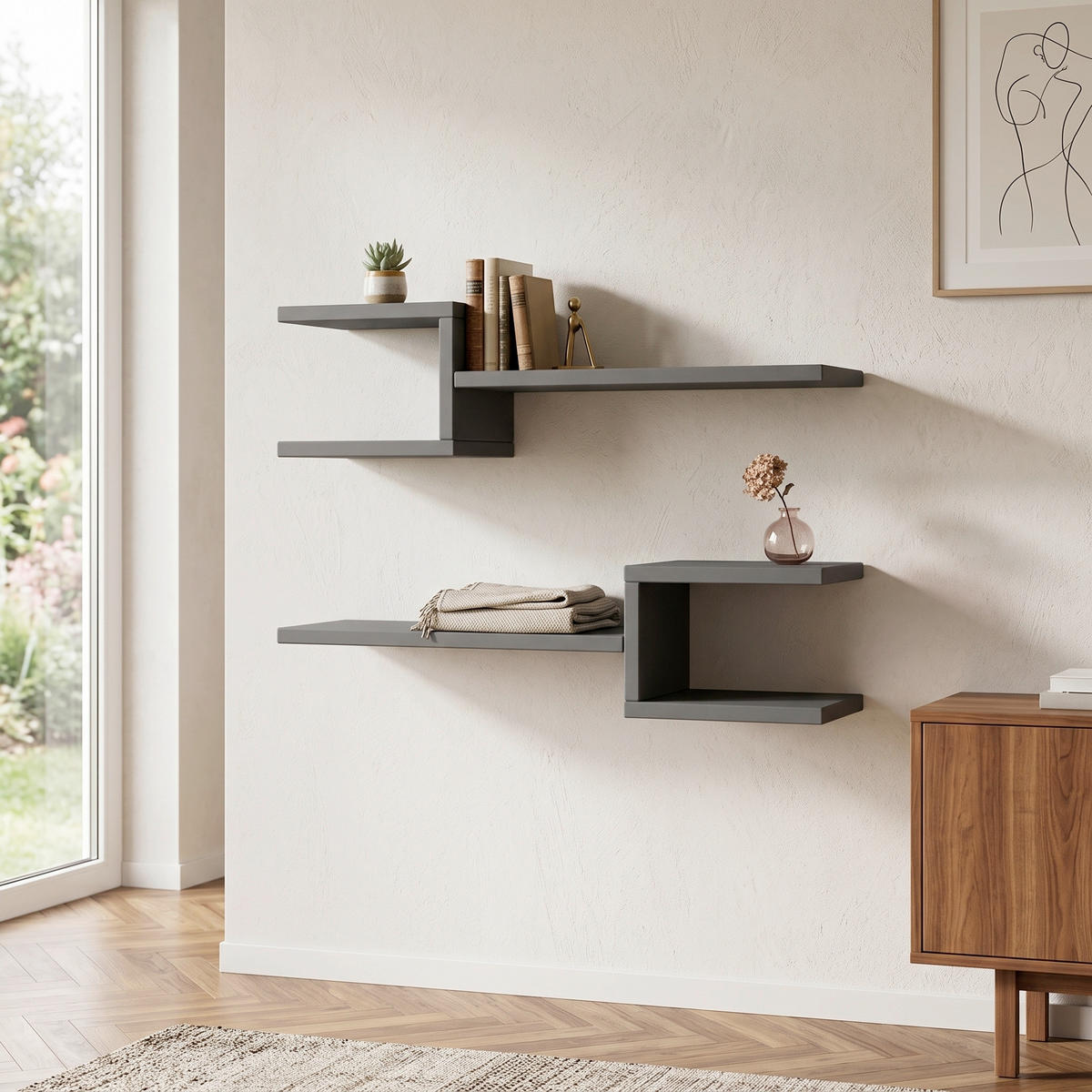 WANDBOARD75/17/20 cm Anthrazit  - Anthrazit, Design, Holzwerkstoff (75/17/20cm) - Livetastic