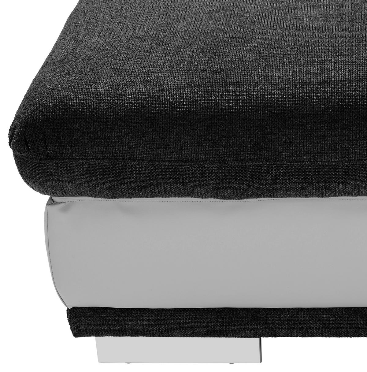 HOCKER in Textil Anthrazit, Hellgrau  - Chromfarben/Anthrazit, Konventionell, Textil/Metall (97/47/67cm) - MID.YOU