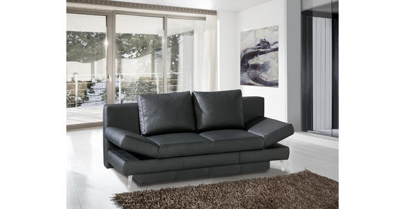 SCHLAFSOFA Anthrazit Echtleder - Chromfarben/Anthrazit, KONVENTIONELL, Leder/Metall (200/85/90cm) - Novel