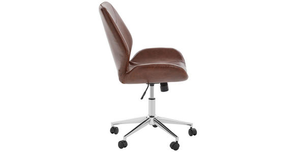 DREHSTUHL Lederlook Chromfarben, Dunkelbraun - Chromfarben/Dunkelbraun, Design, Kunststoff/Textil (59,5/91-101/62cm) - Hom`in