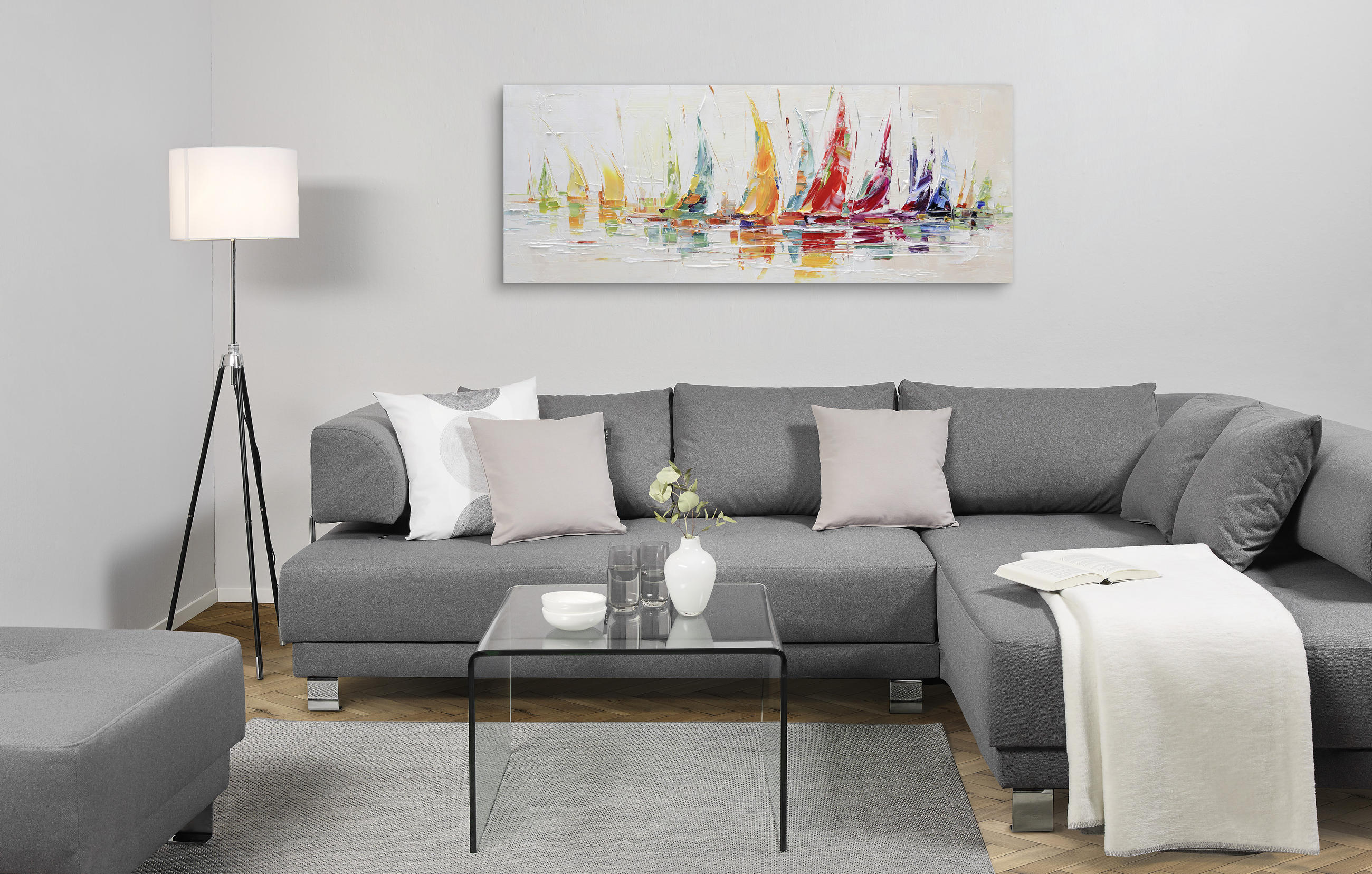 ÖLGEMÄLDE Abstraktes 180/70 cm  - Multicolor, Basics, Holz/Textil (180/70cm) - Monee
