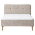 POLSTERBETT Taupe 140/200 cm - Taupe/Eichefarben, Basics, Holz/Textil (140/200cm) - Xora