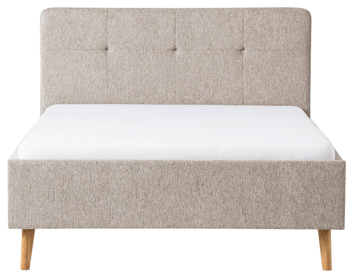 POLSTERBETT 140/200 cm, inkl.  in Taupe  - Taupe/Eichefarben, Basics, Holz/Textil (140/200cm) - Boxxx