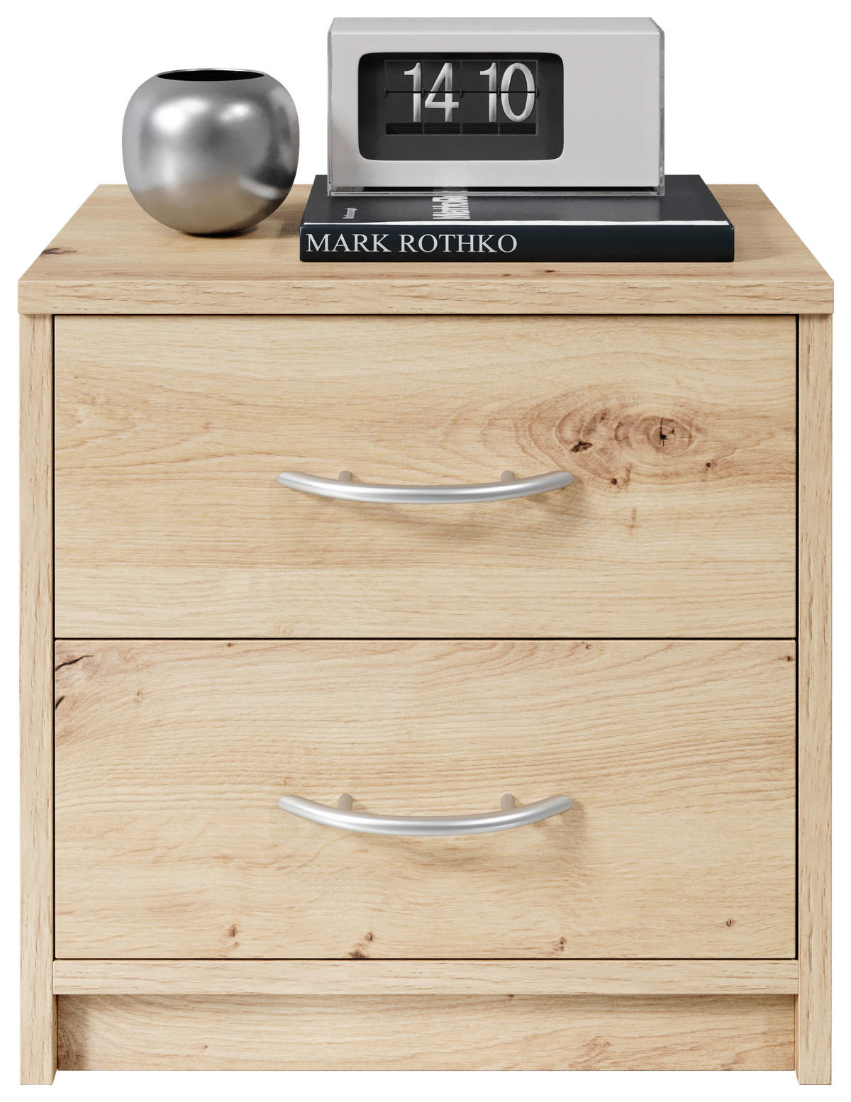 NOČNÝ STOLÍK, farba duba, 38,5/39/28,2 cm - čierna/sivá, Basics, kompozitné drevo/plast (38,5/39/28,2cm) - Carryhome