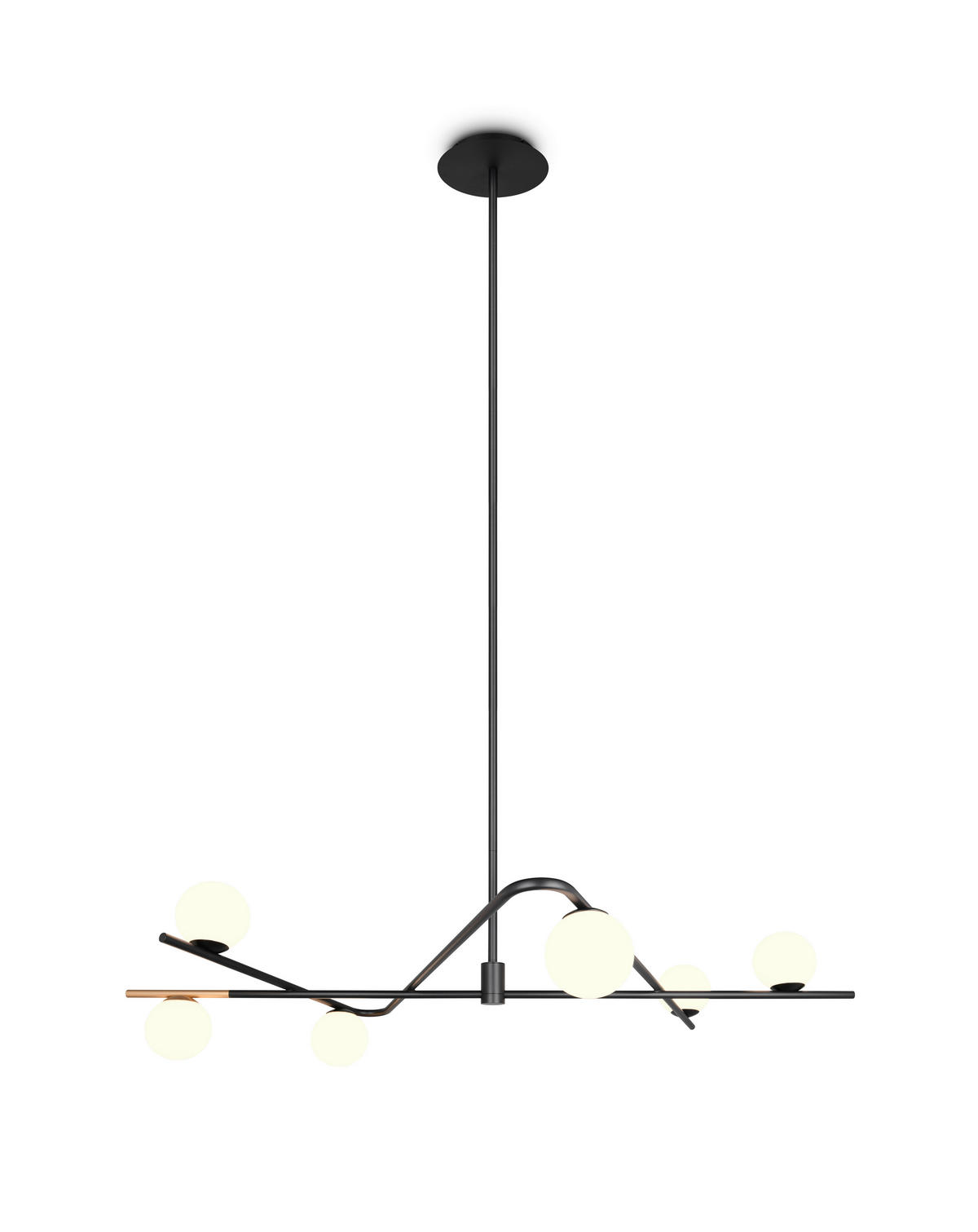 HÄNGELEUCHTE Flaming 120/73,5/195 cm   - Goldfarben/Schwarz, LIFESTYLE, Glas/Metall (120/73,5/195cm) - Trio Leuchten