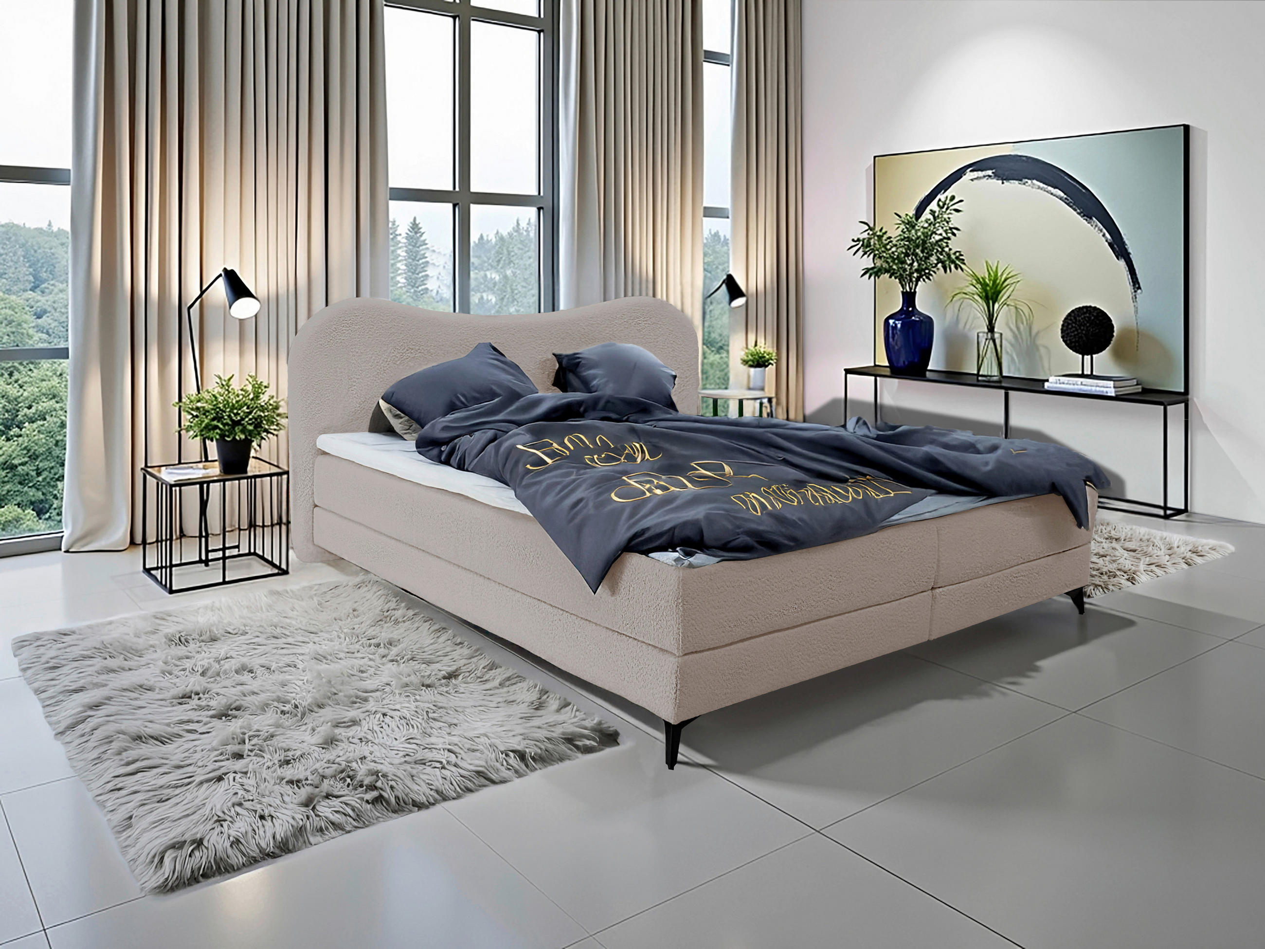 POLSTERBETT Grau 160/200 cm  - Schwarz/Grau, MODERN, Textil/Metall (160/200cm) - Livetastic