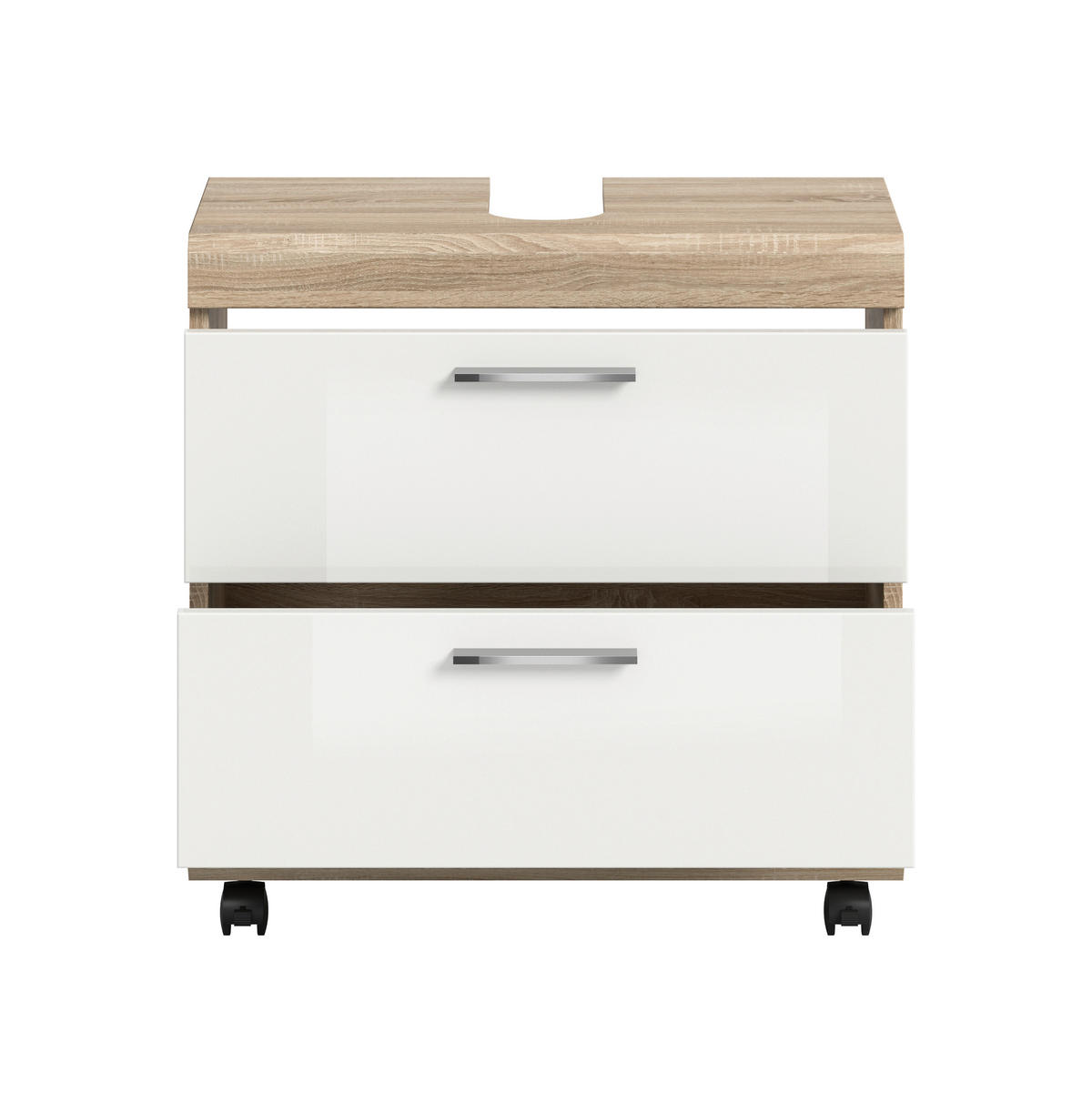 WASCHBECKENUNTERSCHRANK 60/60/34 cm  - Weiß Hochglanz/Silberfarben, Trend, Holzwerkstoff/Kunststoff (60/60/34cm) - MID.YOU