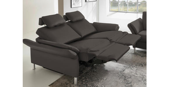 3-SITZER-SOFA Latina in Echtleder Mokka   - Alufarben/Mokka, Design, Leder/Metall (190/82/99cm) - Dieter Knoll