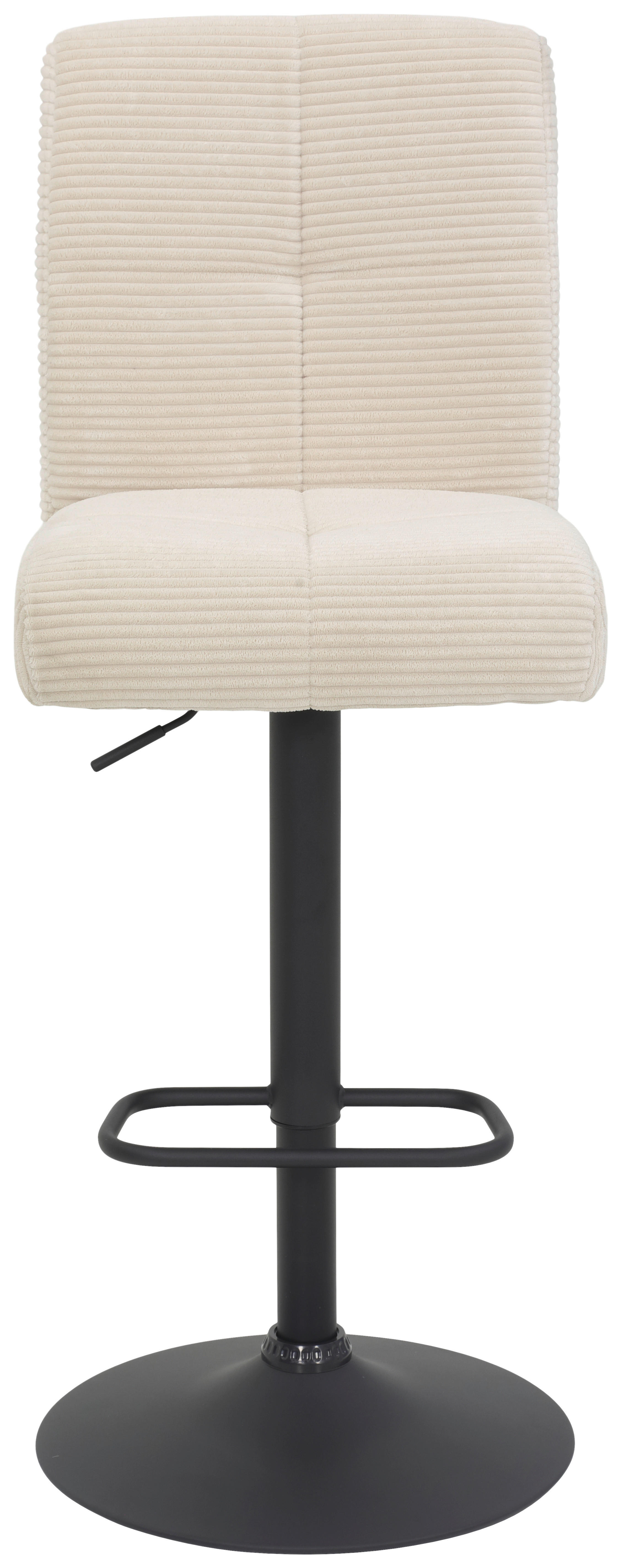 BARHOCKER Cord, Mikrofaser Schwarz, Beige Stahl Sitzfläche 360° drehbar  - Beige/Schwarz, Design, Textil/Metall (44/102-124/57cm) - Boxxx