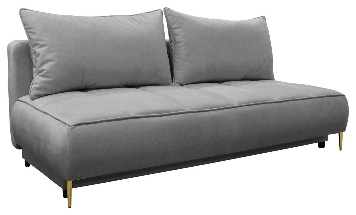 SCHLAFSOFA in Velours Hellgrau  - Goldfarben/Hellgrau, Design, Textil/Metall (200/90/97cm) - MID.YOU