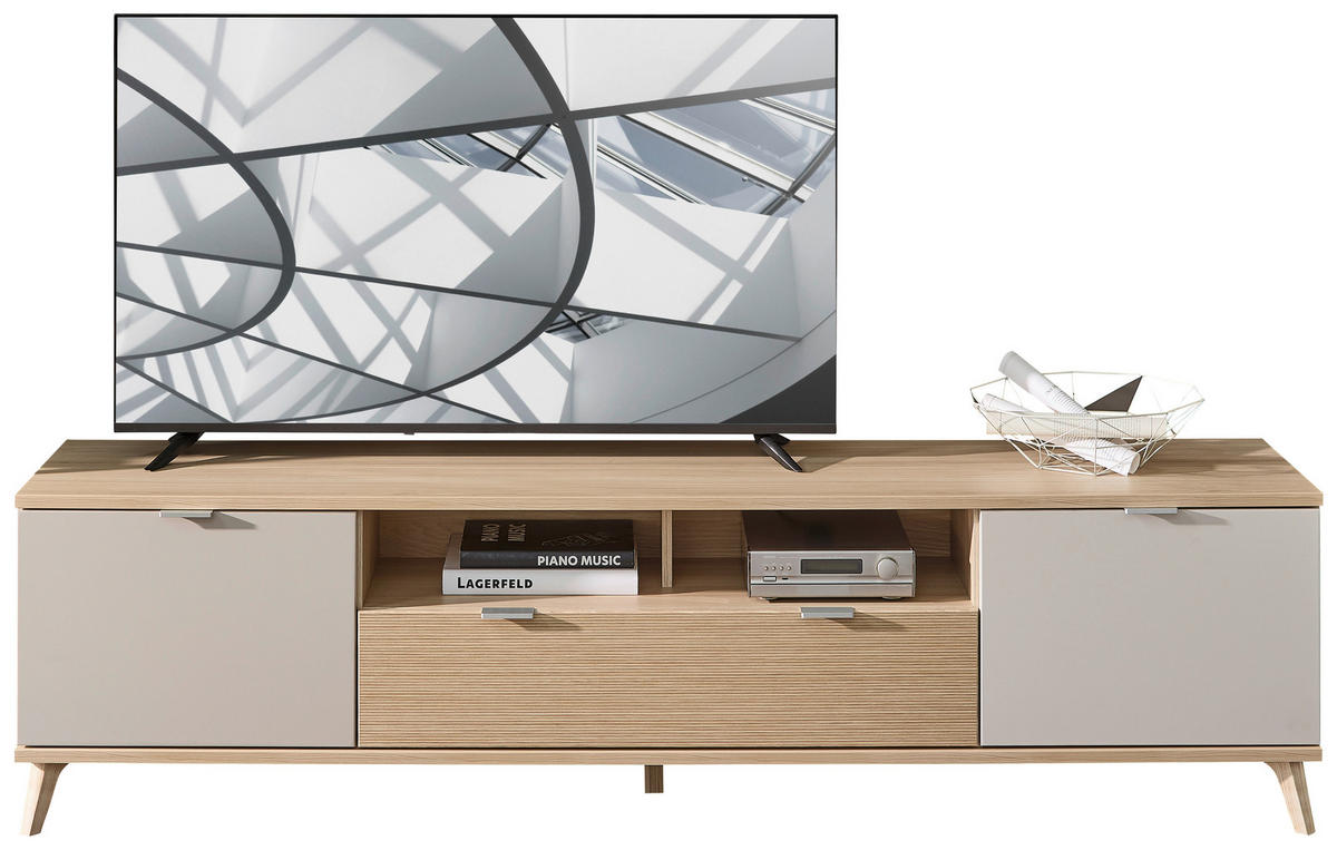 TV-ELEMENT - Kaschmir/Chromfarben, Basics, Holzwerkstoff/Metall (210/56/44cm) - Stylife