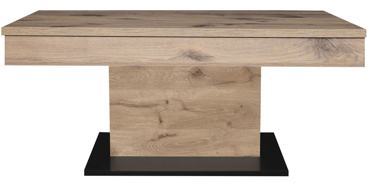 COUCHTISCH in Metall, Holzwerkstoff  - Eichefarben/Schwarz, Design, Holzwerkstoff/Metall (110/58-77/60cm) - MID.YOU