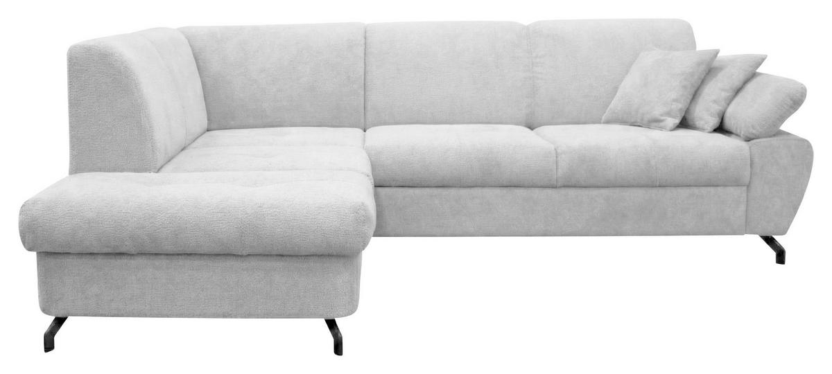 ECKSOFA CORA in Chenille Hellgrau  198/261 cm  - Hellgrau/Schwarz, Design, Textil/Metall (198/261cm) - MID.YOU