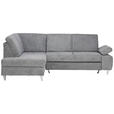 ECKSOFA in Flachgewebe Dunkelgrau  186/255 cm  - Dunkelgrau/Silberfarben, KONVENTIONELL, Holz/Textil (186/255cm) - Cantus