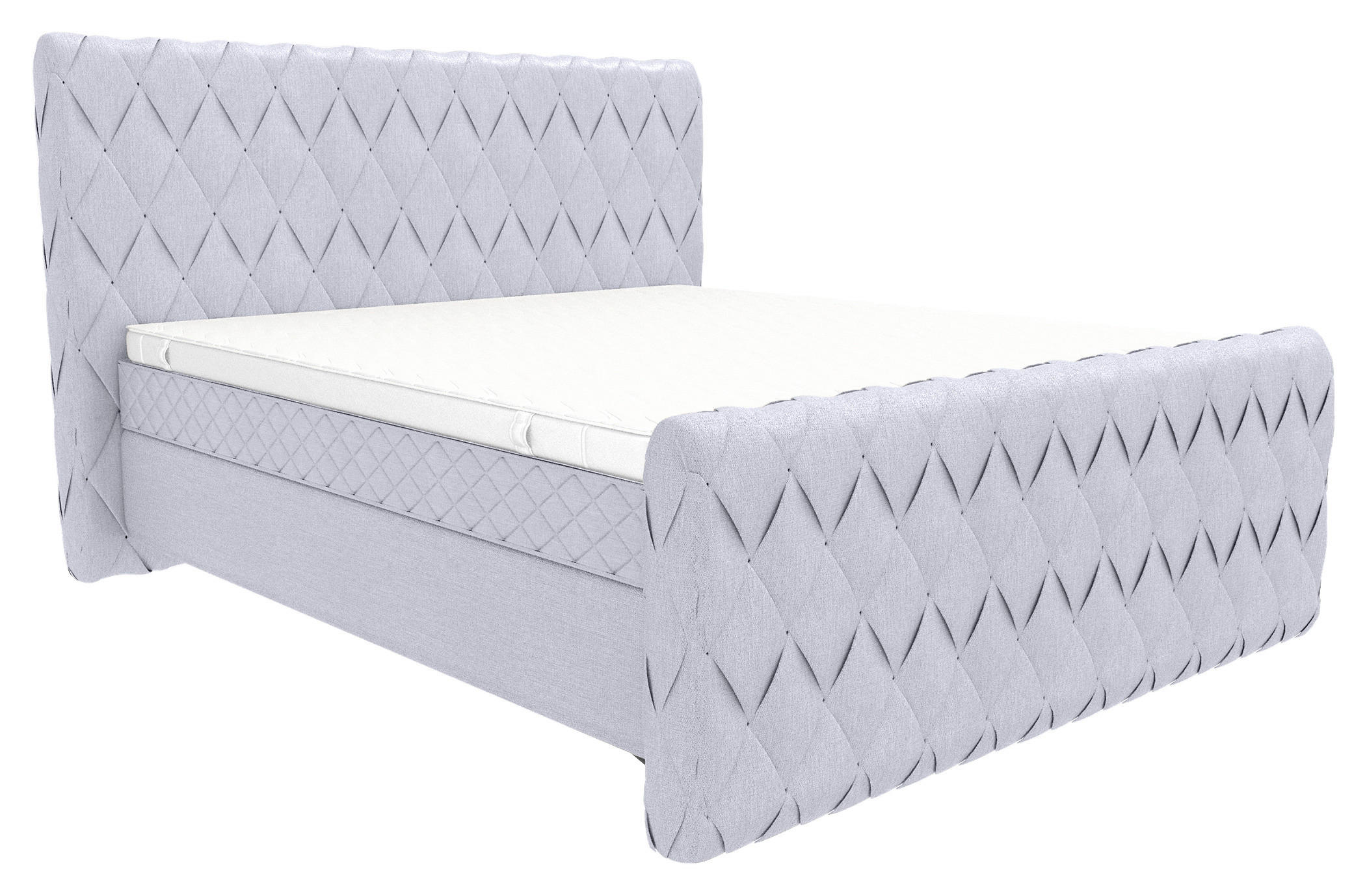 BOXSPRINGBETT 180/200 cm  in Hellgrau  - Hellgrau/Schwarz, Design, Textil/Metall (180/200cm) - Boxxx