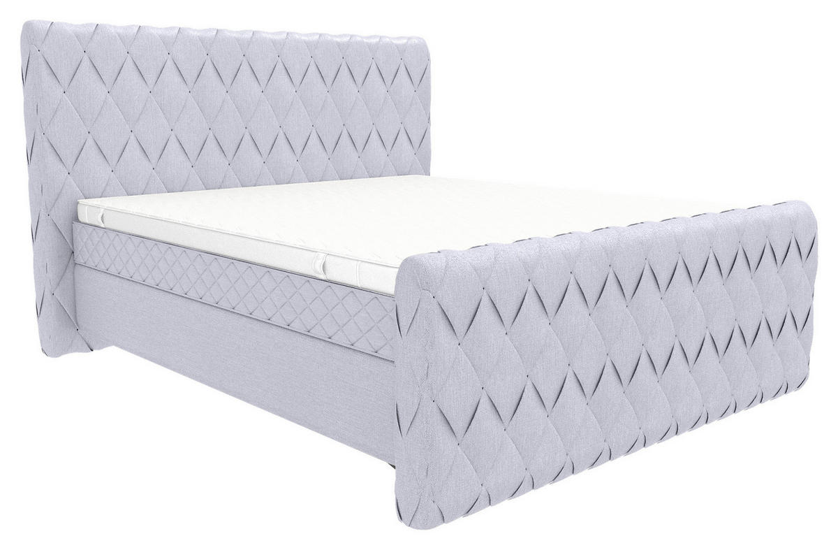 BOXSPRINGBETT 180/200 cm  in Hellgrau  - Hellgrau/Schwarz, Design, Textil/Metall (180/200cm) - Boxxx