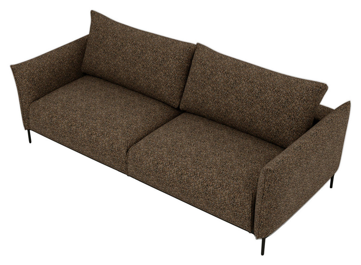 SOFA in Chenille Braun  - Schwarz/Braun, Design, Textil/Metall (223/96/95cm) - Livetastic