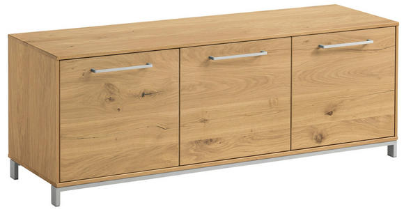 GARDEROBENBANK 127/47/40 cm - Edelstahlfarben/Eichefarben, Natur, Holz/Metall (127/47/40cm) - Novel