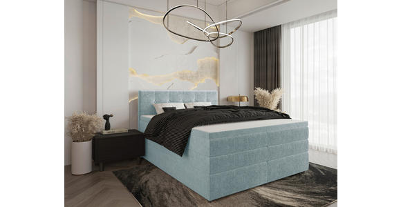 BOXSPRINGBETT 160/200 cm  in Hellblau  - Schwarz/Hellblau, KONVENTIONELL, Kunststoff/Textil (160/200cm) - Carryhome