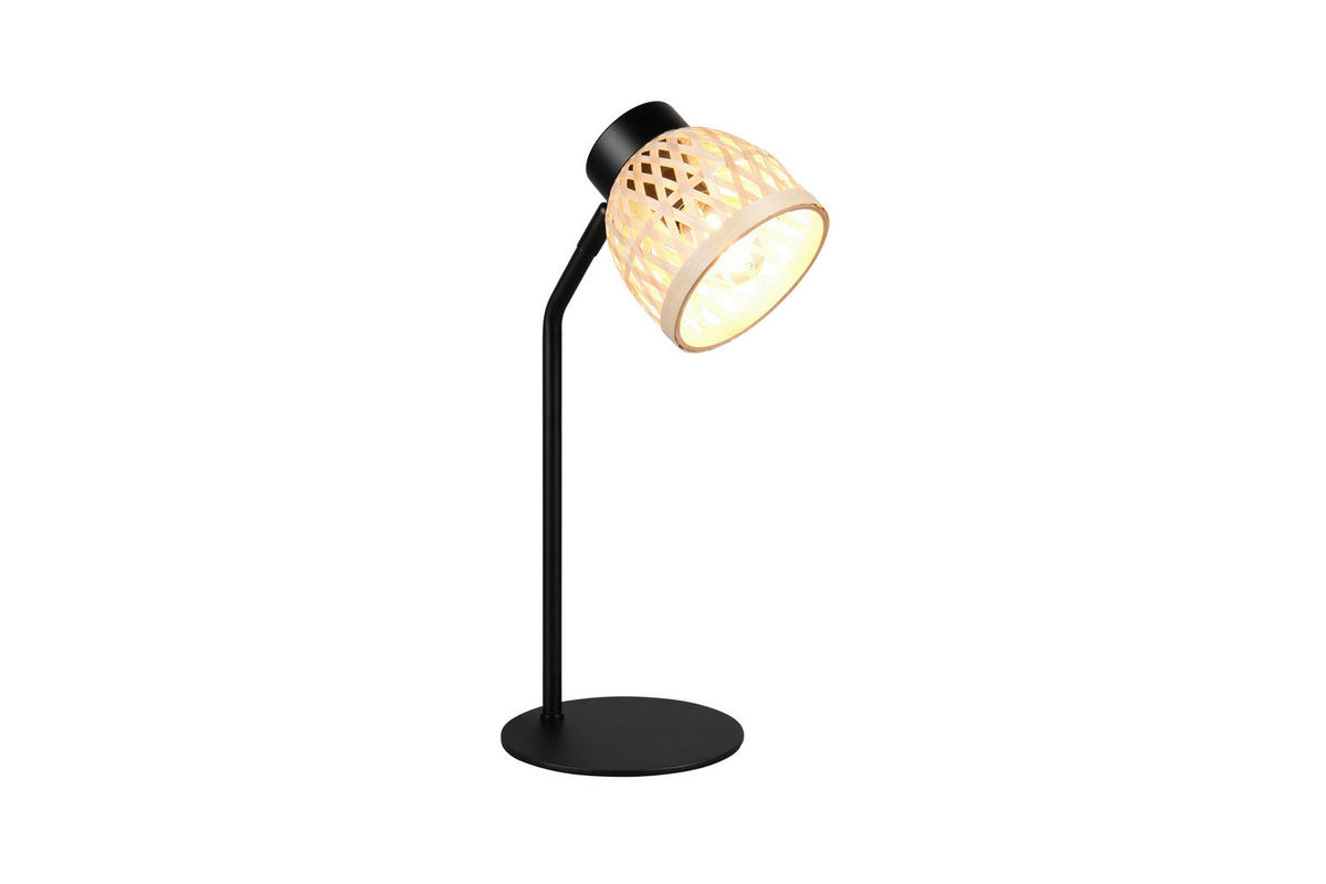 TISCHLEUCHTE - Schwarz/Naturfarben, Natur, Naturmaterialien/Metall (20/36/14cm)