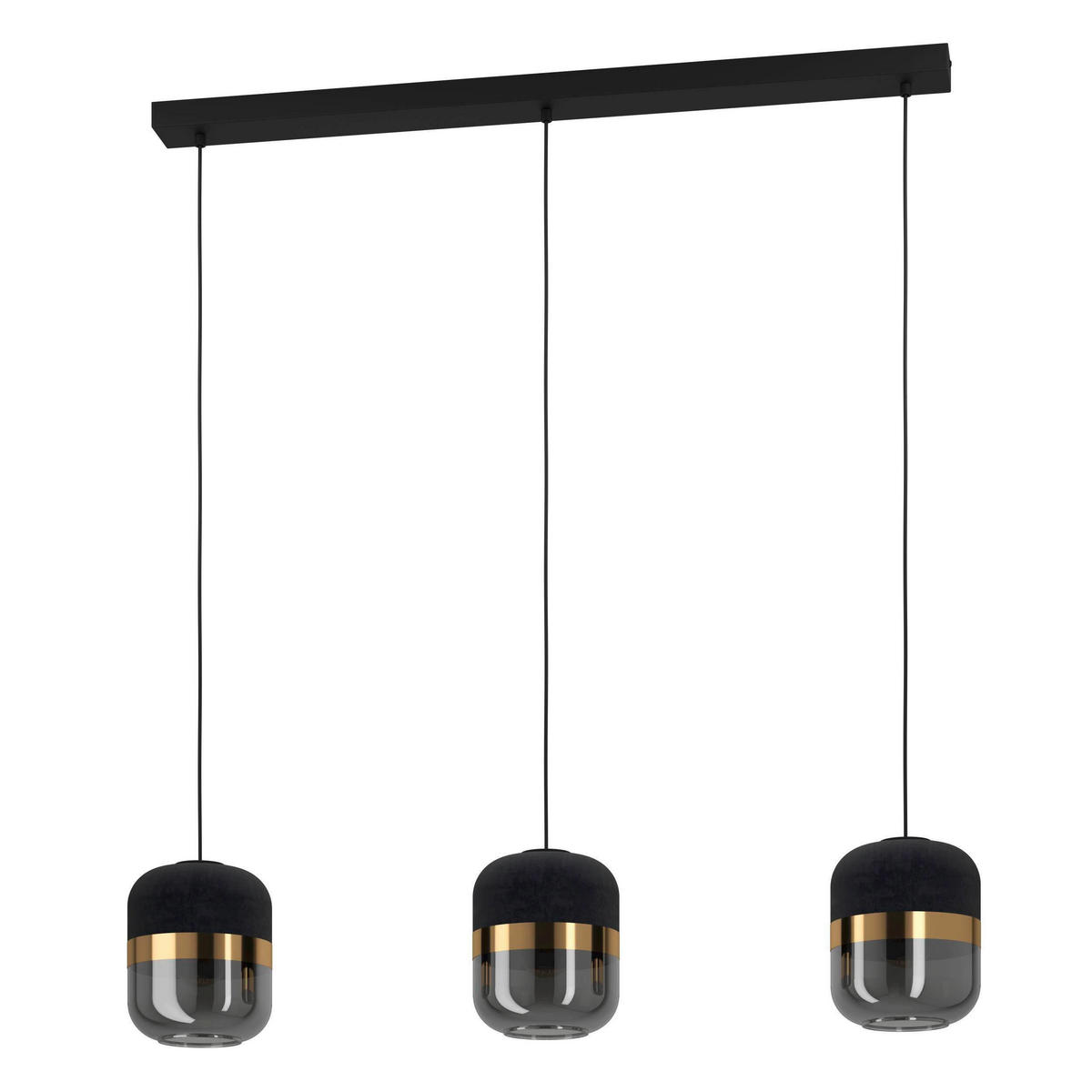 HÄNGELEUCHTE 100/17/150 cm  - Goldfarben/Schwarz, Design, Glas/Textil (100/17/150cm) - Eglo