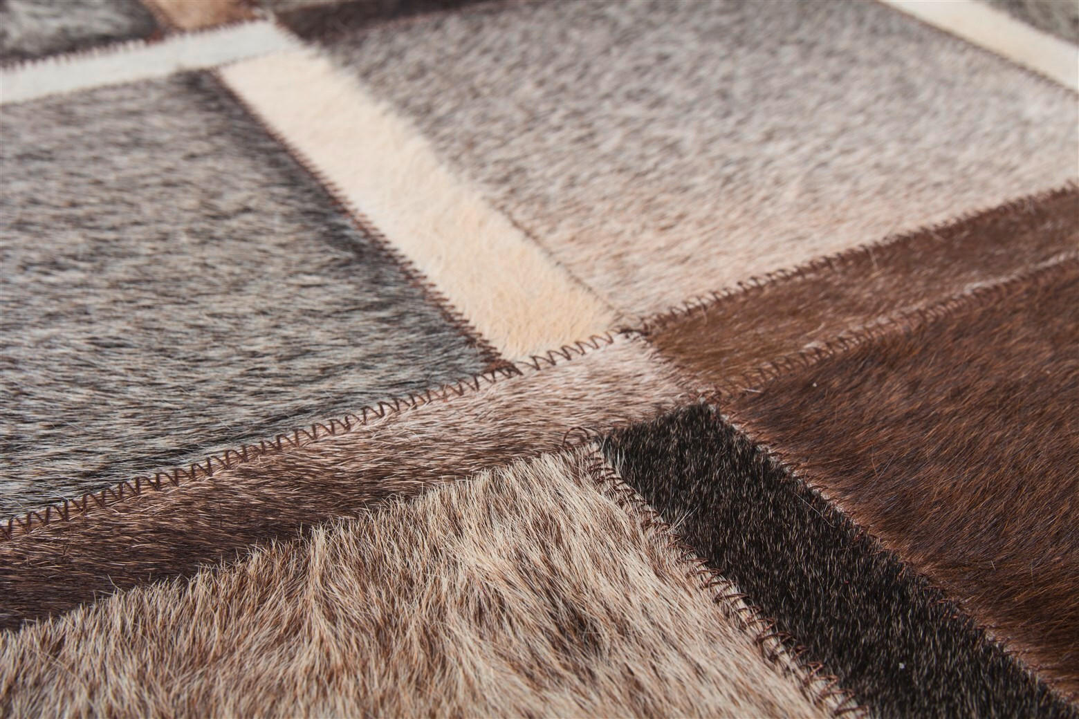 Thumbnail - Novel Flachwebeteppich Lavish 410 Grau, Grau, Leder, Echtleder, Rindleder, Patchwork, rechteckig, 80x150 cm, pflegeleich...