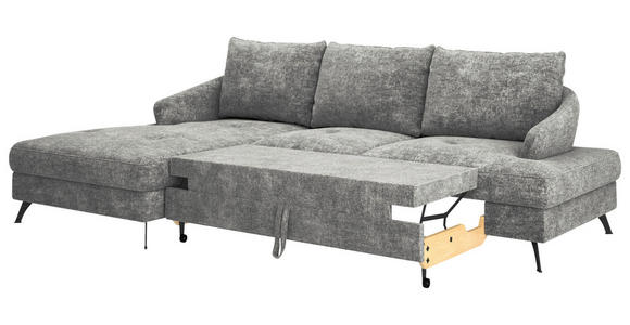 ECKSOFA in Webstoff Dunkelgrau  - Dunkelgrau/Schwarz, KONVENTIONELL, Textil/Metall (183/293cm) - Carryhome