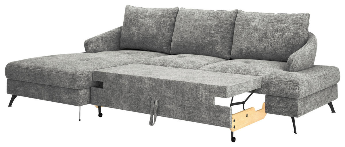 ECKSOFA in Webstoff Dunkelgrau  - Dunkelgrau/Schwarz, Konventionell, Textil/Metall (183/293cm) - Carryhome
