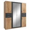 DREHTÜRENSCHRANK 180/208/58 cm 6-türig Graphitfarben, Eichefarben  - Eichefarben/Silberfarben, Basics, Holzwerkstoff (180/208/58cm) - MID.YOU