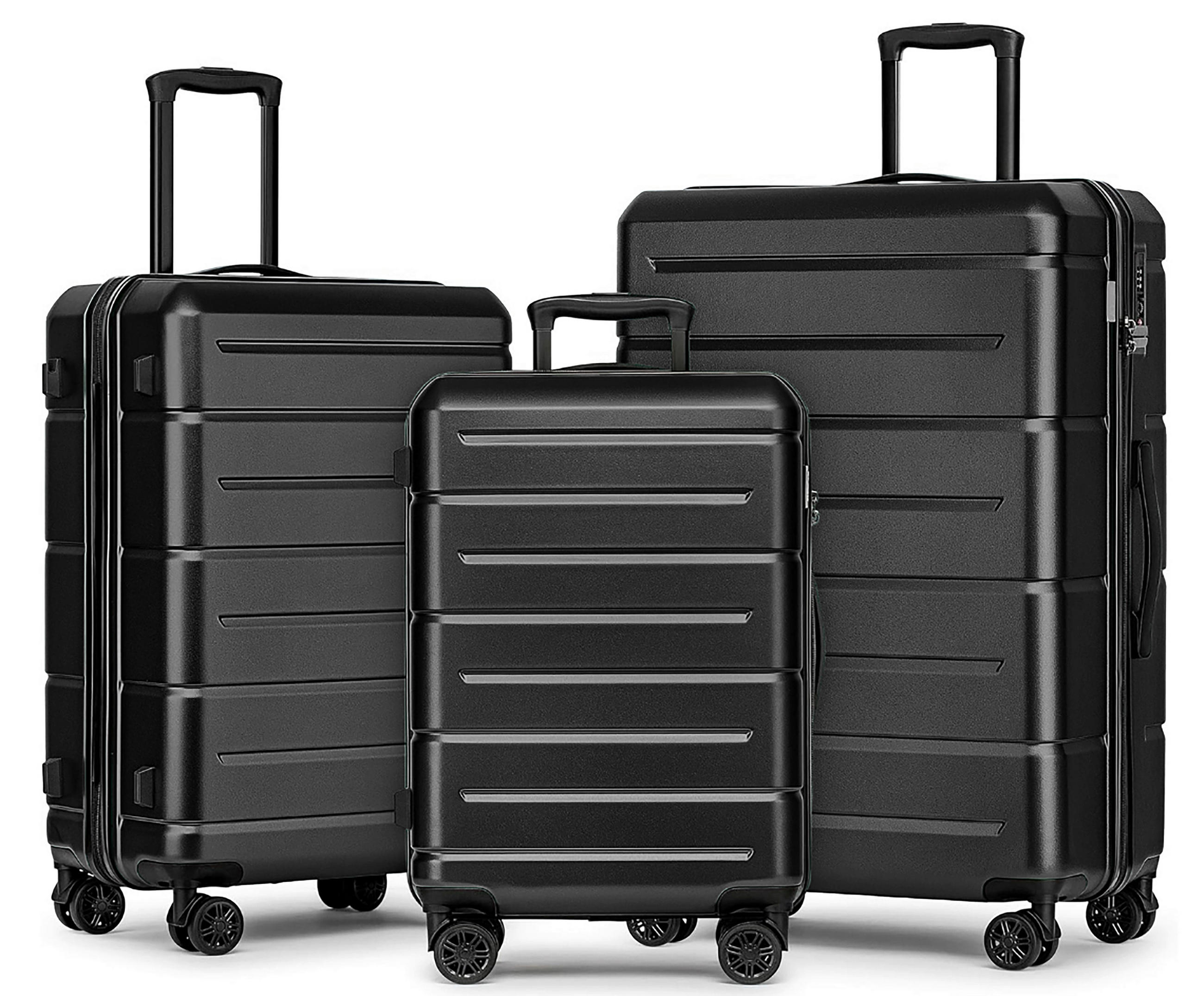 REISEKOFFERSET Schwarz 3-teilig  - Schwarz, Basics, Kunststoff/Textil - Novel