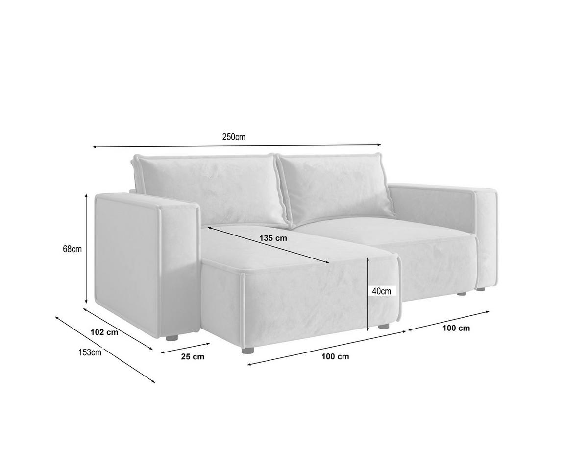 ECKSOFA Beige Webstoff Zierkissen, Rückenkissen, Rücken echt  - Beige/Schwarz, MODERN, Kunststoff/Textil (153/250cm) - Xora