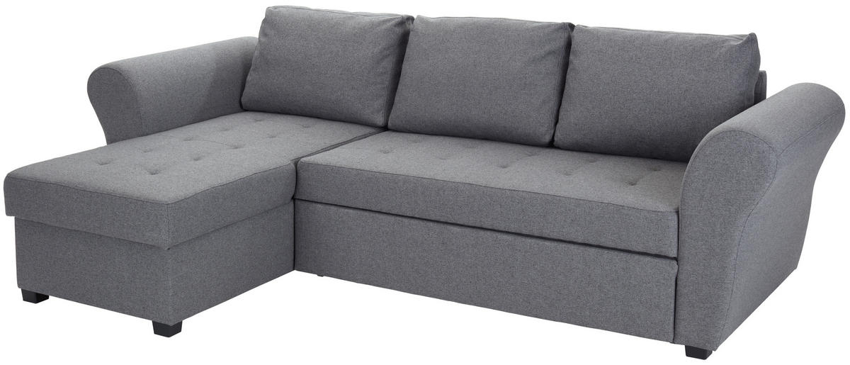 ECKSOFA Anthrazit Flachgewebe  - Anthrazit/Schwarz, MODERN, Kunststoff/Textil (260/155cm) - P & B