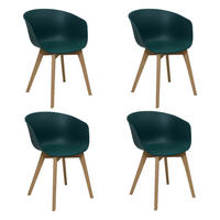 SADA ŽIDLÍ S PODRUČKAMI 4 kusy - tmavě zelená/přírodní barvy, Moderní, dřevo/plast (60/78,5/44cm) - MID.YOU