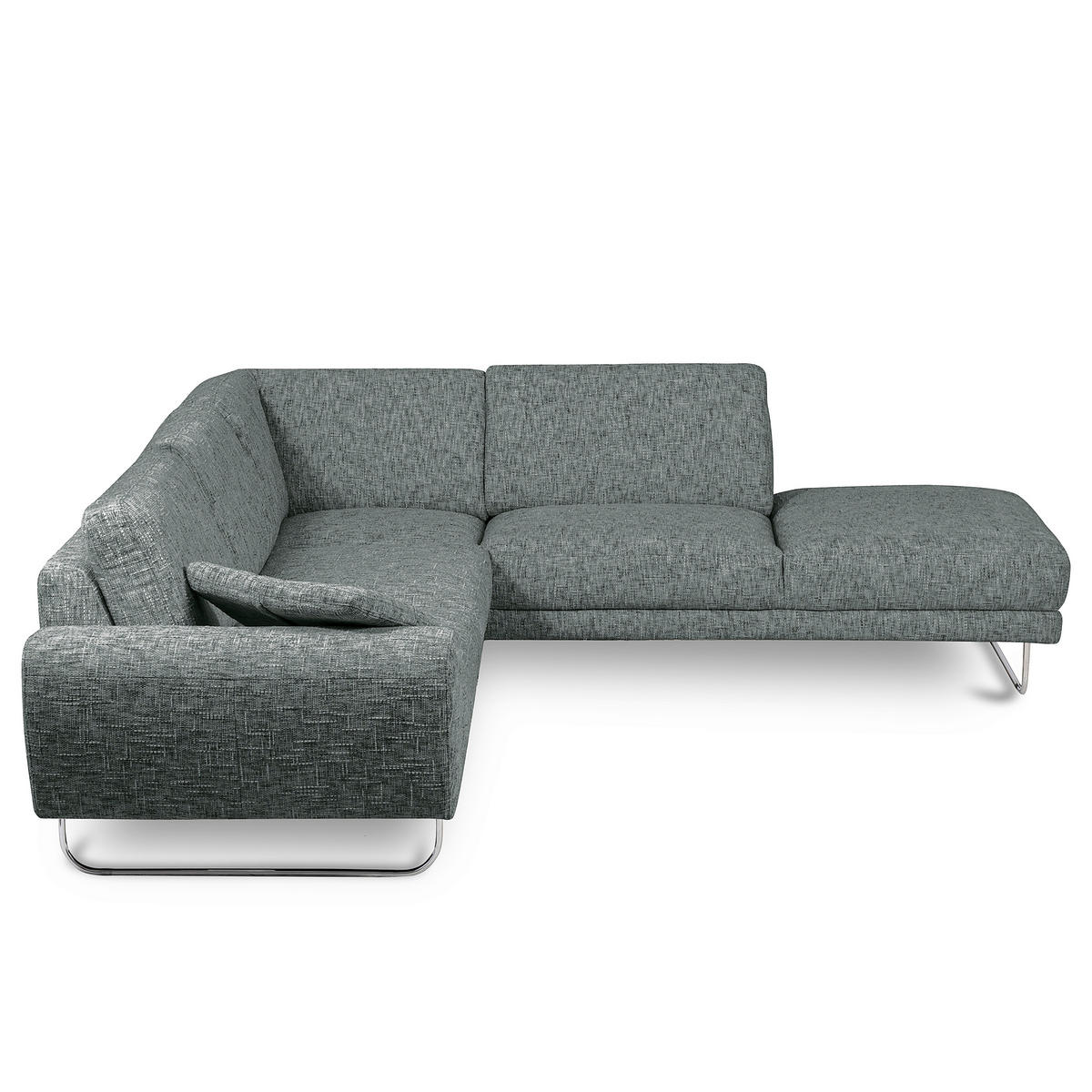 ECKSOFA 273/250 cm SPRING in Webstoff Anthrazit Zierkissen  273/250 cm  - Chromfarben/Anthrazit, Design, Textil/Metall (273/250cm) - Livetastic