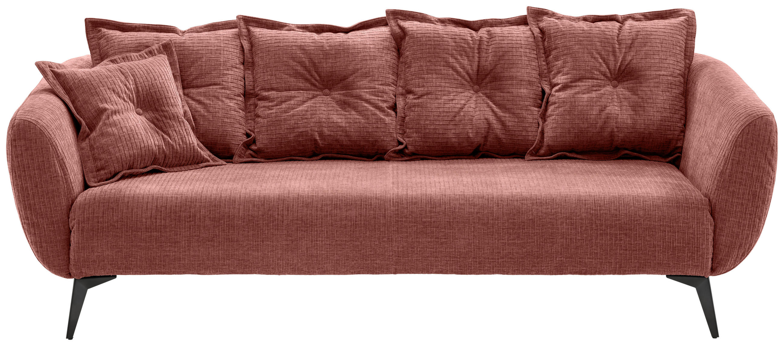 3-SITZER-SOFA Mikrofaser Koralle  - Koralle/Schwarz, MODERN, Textil/Metall (236/94/103cm) - Livetastic