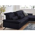 ECKSOFA in Echtleder Schwarz  - Schwarz, Design, Leder/Metall (328/193cm) - Dieter Knoll