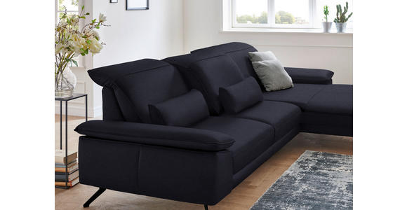 ECKSOFA in Echtleder Schwarz  - Schwarz, Design, Leder/Metall (328/193cm) - Dieter Knoll