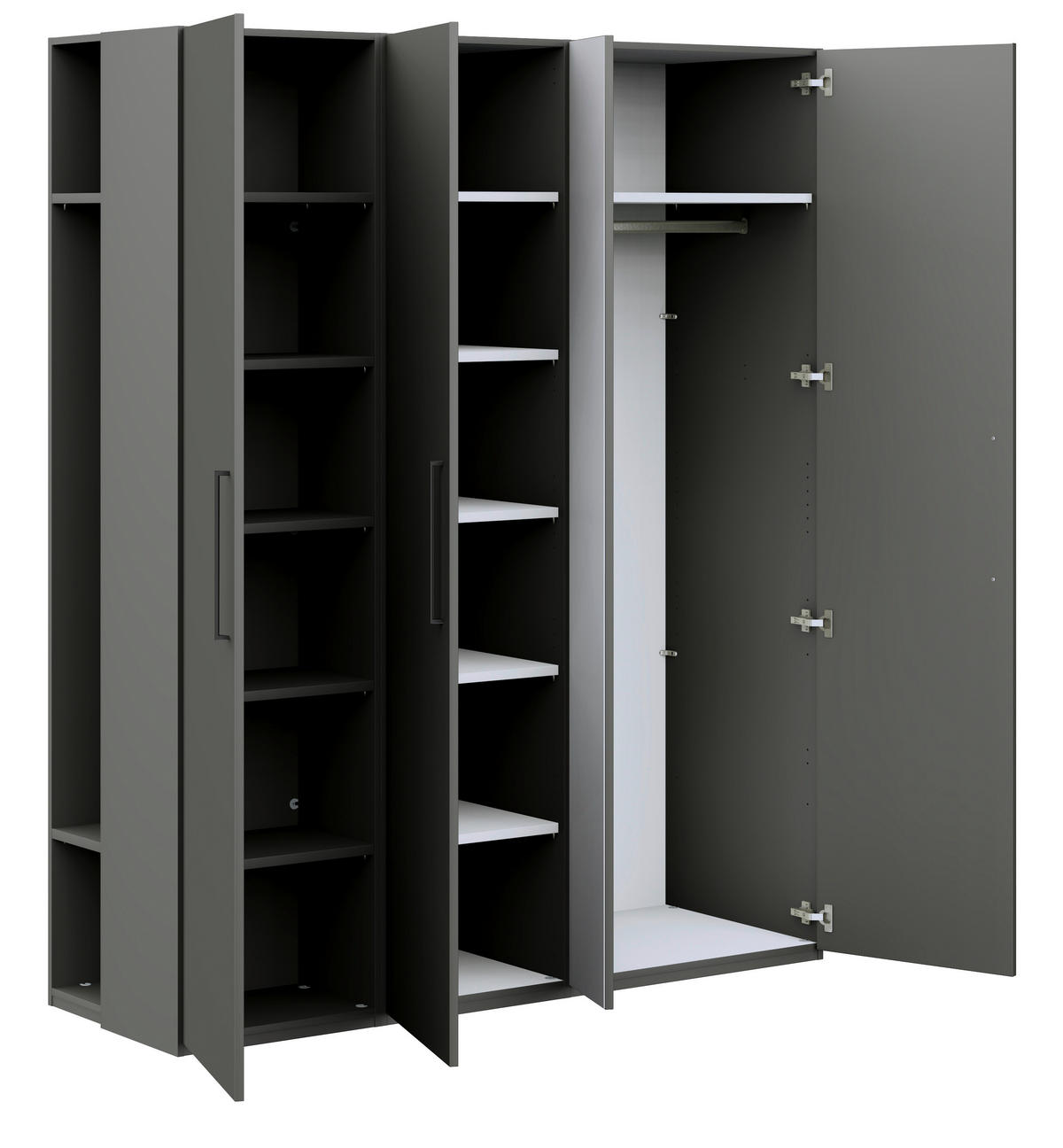 KLEIDERSCHRANK in Graphitfarben  - Anthrazit/Graphitfarben, Design, Glas/Holzwerkstoff (177,6/213,6/59,3cm) - Cantus