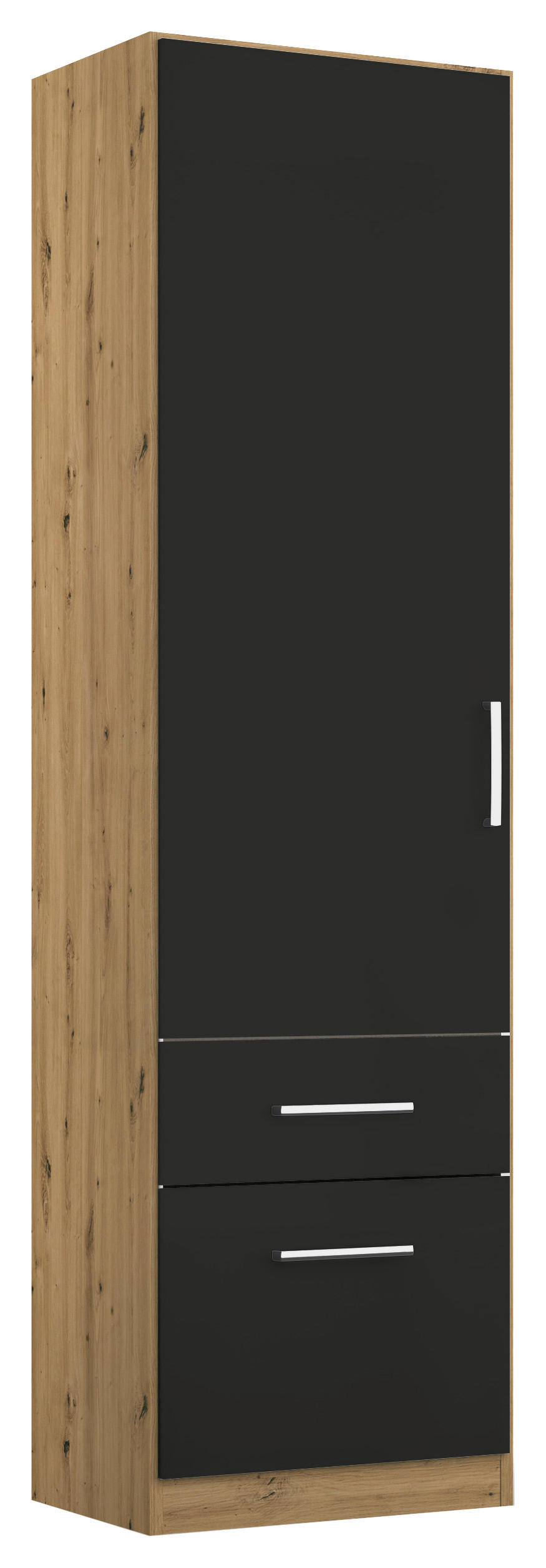 DREHTÜRENSCHRANK 47/210/54 cm 1-türig Eiche Artisan, Grau  - Chromfarben/Eiche Artisan, MODERN, Holzwerkstoff/Kunststoff (47/210/54cm) - Rauch Möbel