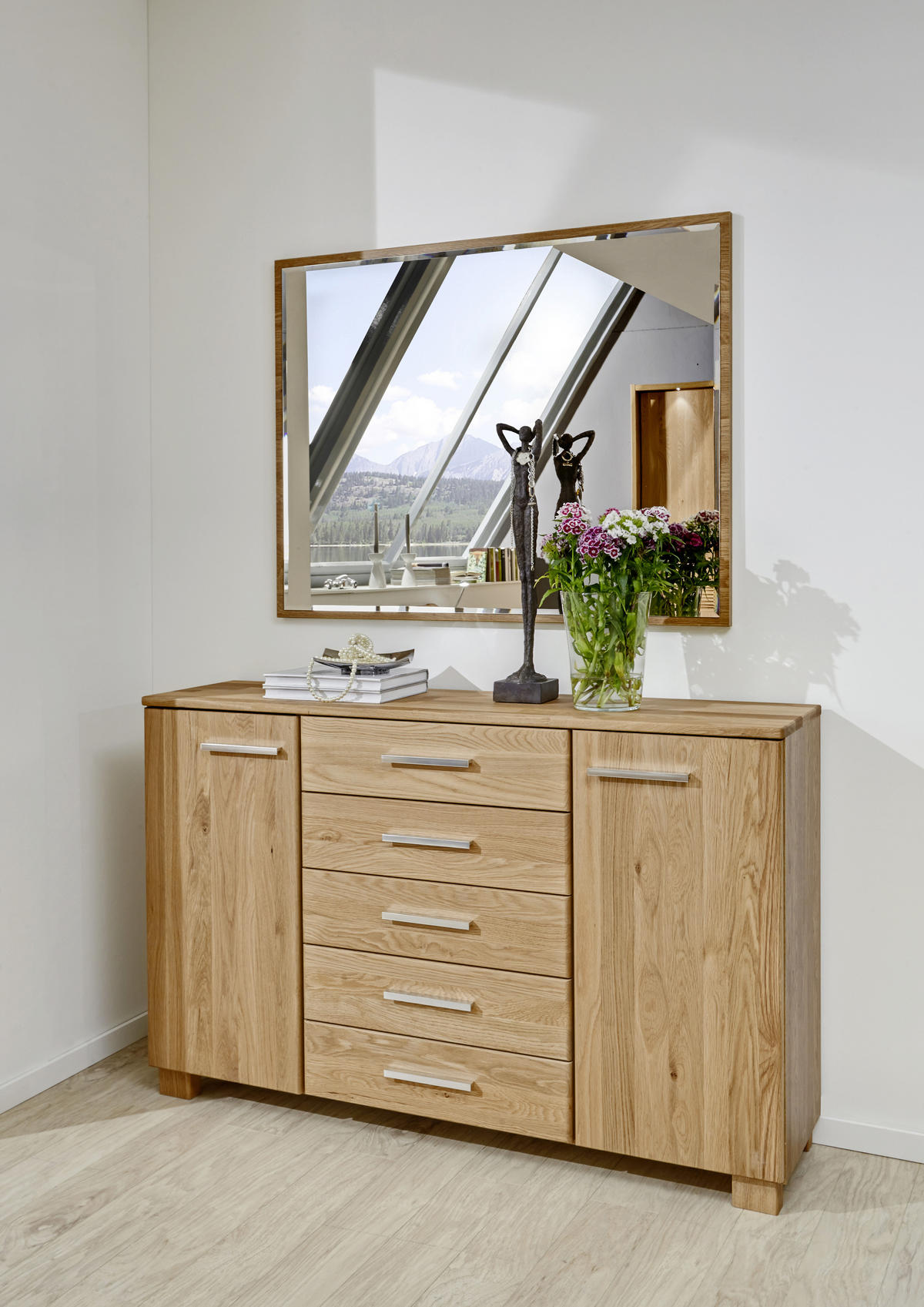 WANDSPIEGEL 110/85/3 cm    in rechteckig  - Erlefarben, Design, Glas/Holz (110/85/3cm) - Dieter Knoll